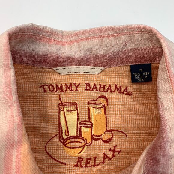 Tommy Bahama Linen Shirt Mens M Medium Stripe Drop Tail Long Sleeve Button - Picture 6 of 12